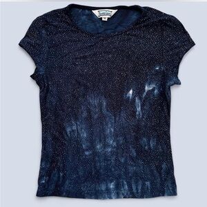 2000s Hourglass Navy Blue Glitter Top